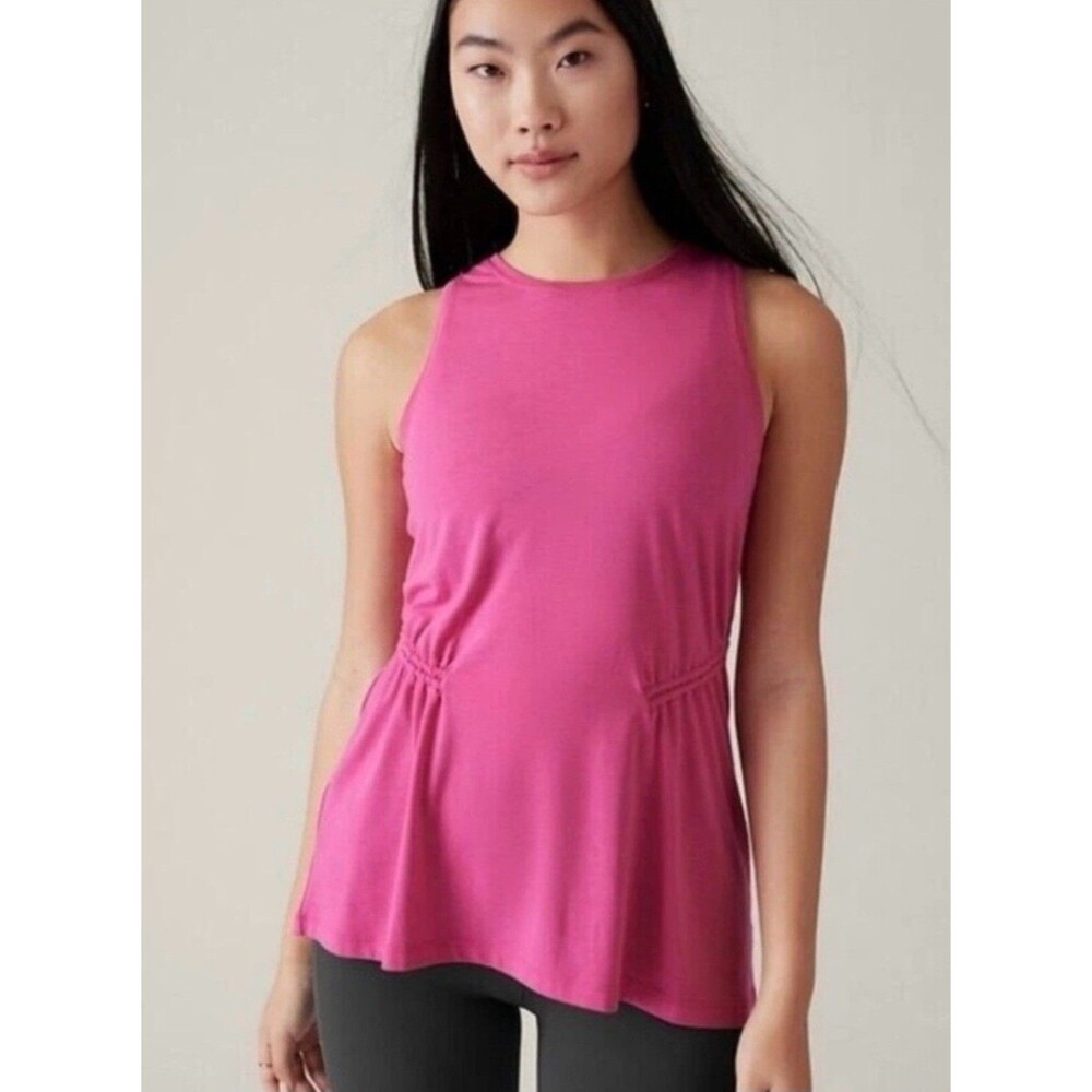 Athleta Air Out Cinch Tank Top Pink Women's XS NWT Ruched Workout Athletic Yoga